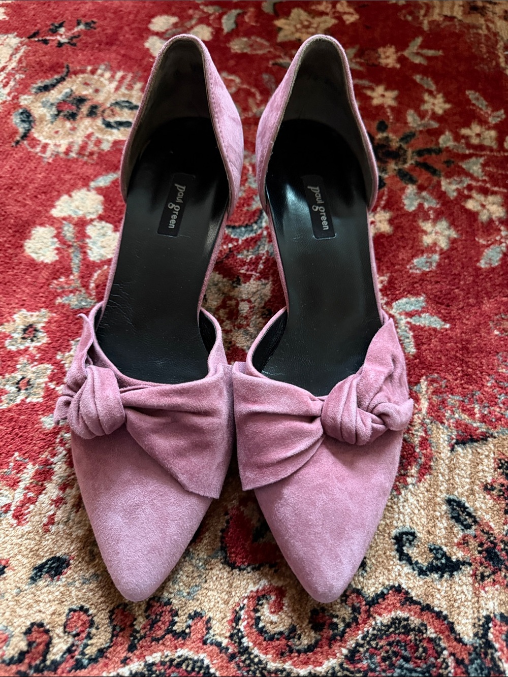 Paul Green Pink Suede Pointed Toe Knot Pumps